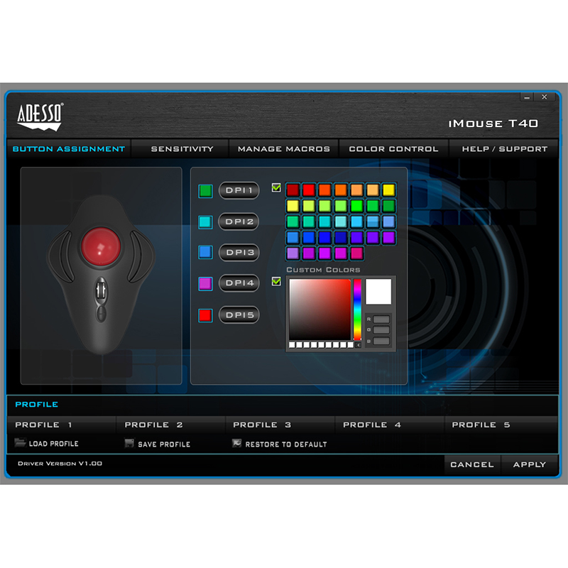 Adesso IMOUSE T40 Mouse - USB - Optical - 7 Button(s) - Black - Wireless 